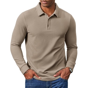 COOFANDY Men’s Corduroy Long Sleeve Polo Shirts Collared Pullover | Soft Textured Fabric, Quarter Button Placket, Lightweight, Regular Fit, Fall Fashion, Business Casual Work Wear(Khaki)