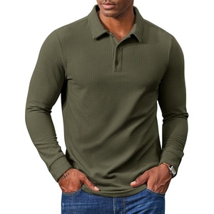 COOFANDY Men’s Corduroy Long Sleeve Polo Shirts Collared Pullover | Soft Textured Fabric, Quarter Button Placket, Lightweight, Regular Fit, Fall Fashion, Business Casual Work Wear(Army Green)