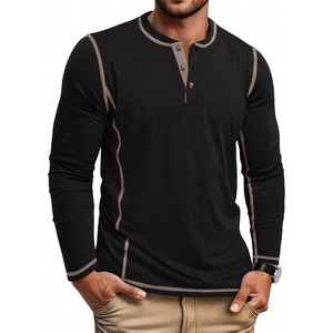 COOFANDY Men’s Henley Shirts Long Sleeve Casual T-Shirts Lightweight Tee | Maverick Slub,Lightweight,Classic,Soft Stretch,Casual,Fashion(02-black)