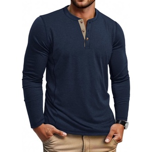 COOFANDY Men’s Henley Shirts Long Sleeve Casual T-Shirts Lightweight Tee | Maverick Slub,Lightweight,Classic,Soft Stretch,Casual,Fashion(Navy Blue)