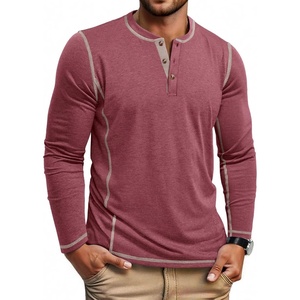 COOFANDY Men’s Henley Shirts Long Sleeve Casual T-Shirts Lightweight Tee | Maverick Slub,Lightweight,Classic,Soft Stretch,Casual,Fashion(Wine Red)