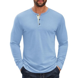 COOFANDY Men’s Long Sleeve Henley Shirts Cotton T-Shirts Casual Pullover Shirt Soft Stretch Basic Tees Fall Tops(Sapphire)