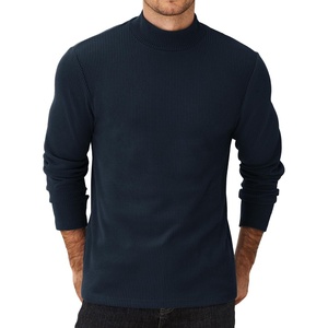 COOFANDY Men’s Mock Neck Sweater Lightweight Ribbed Knit Casual Pullover | Long Sleeve,Casual,Ribbed Knit,Breathable,Half turtleneck,Regular fit(Dark Blue)