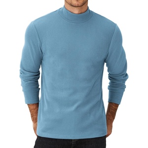 COOFANDY Men’s Mock Neck Sweater Lightweight Ribbed Knit Casual Pullover | Long Sleeve,Casual,Ribbed Knit,Breathable,Half turtleneck,Regular fit(Dark Navy Blue)