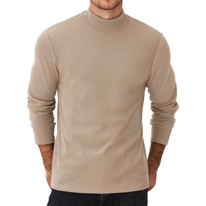 COOFANDY Men’s Mock Neck Sweater Lightweight Ribbed Knit Casual Pullover | Long Sleeve,Casual,Ribbed Knit,Breathable,Half turtleneck,Regular fit(Khaki)