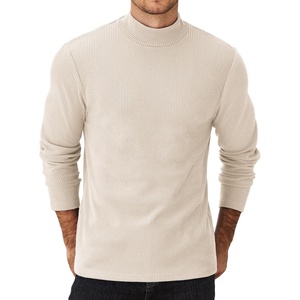COOFANDY Men’s Mock Neck Sweater Lightweight Ribbed Knit Casual Pullover | Long Sleeve,Casual,Ribbed Knit,Breathable,Half turtleneck,Regular fit(Light Beige)