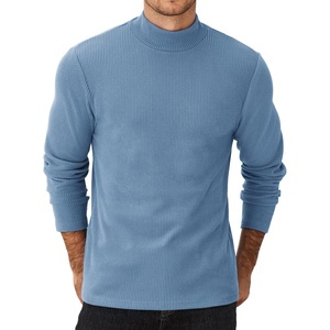 COOFANDY Men’s Mock Neck Sweater Lightweight Ribbed Knit Casual Pullover | Long Sleeve,Casual,Ribbed Knit,Breathable,Half turtleneck,Regular fit(Light Blue)