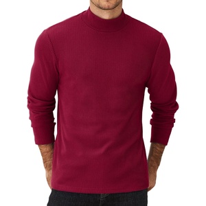 COOFANDY Men’s Mock Neck Sweater Lightweight Ribbed Knit Casual Pullover | Long Sleeve,Casual,Ribbed Knit,Breathable,Half turtleneck,Regular fit(Wine Red)