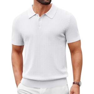 COOFANDY Mens Polo Shirts Textured Knit Short Sleeve Stretch Casual Shirts | Ice-Cool Fabric, Comfortable and Breathable, Three Button placket, unique knit Texture(White)