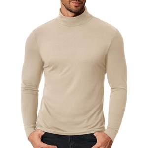 COOFANDY Men’s Slim Fit Mock Turtleneck T Shirt Casual Basic Knitted Long Sleeve Pullover Sweater(Light Brown Khaki)