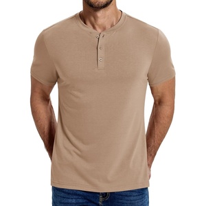 COOFANDY Men’s T Shirts Henley Shirts Short Sleeve Casual Shirts for Men | Classic Mens Henley Shirts, Lightweight, Breathable and Soft touch, Solid Color, Casual Shirts for Daily Work(Khaki)