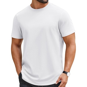 COOFANDY Mens Tshirts 100% Cotton Big Tall T Shirts Basic Tees Plain T Shirts(All White)