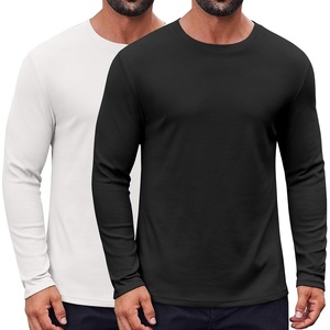 COOFANDY Thermal Shirts for Men Heavyweight Long Sleeve T Shirt Casual Basic Shirts Stretch Crew Neck Undershirts(Black&white)