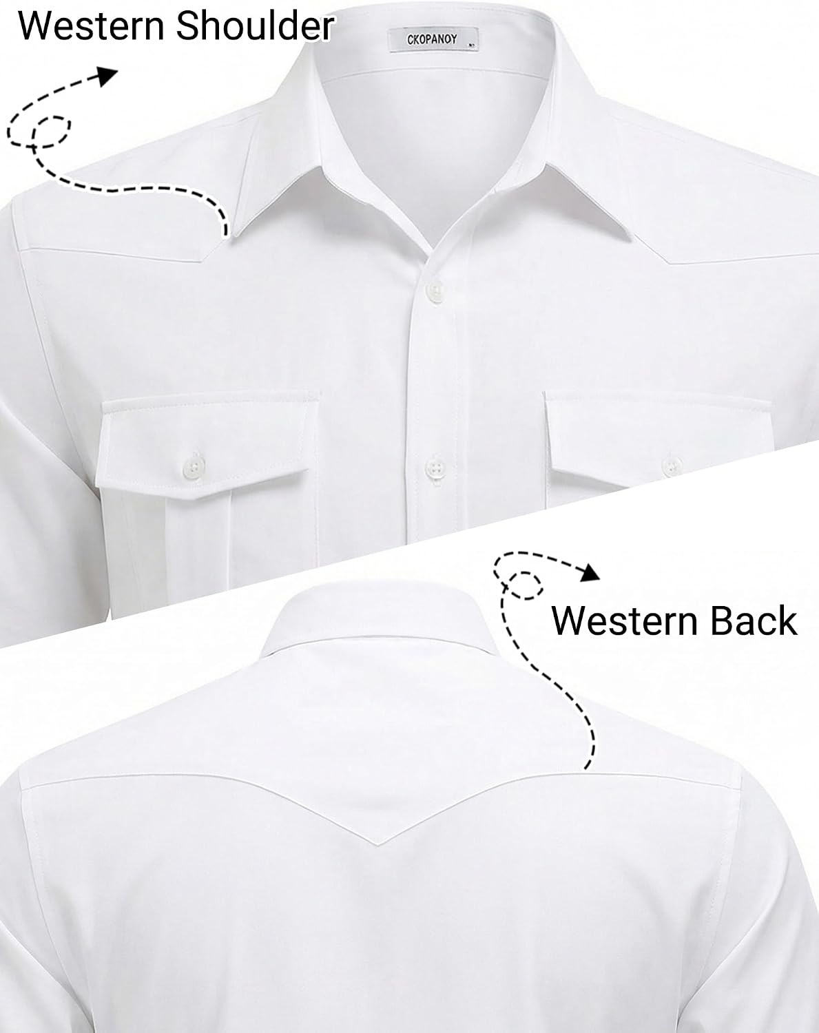 image:imageCOOFANDY Western Shirts for Mens Cowboy Shirt Short Sleeve Button Down Shirt Casual Work Shirts PlaidWhite