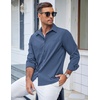 COOFANDY Men’s Casual Button Down Shirts Long Sleeve Untucked Shirts Regular Fit Linen Shirt(Denim Blue)