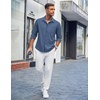 COOFANDY Men’s Casual Button Down Shirts Long Sleeve Untucked Shirts Regular Fit Linen Shirt(Denim Blue)