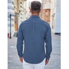 COOFANDY Men’s Casual Button Down Shirts Long Sleeve Untucked Shirts Regular Fit Linen Shirt(Denim Blue)
