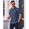 COOFANDY Mens Wrinkle Free Dress Shirt Polka Dot Short Sleeve Button Down Business Casual Shirts(Dark Blue- White Four-petaled Flower)