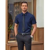 COOFANDY Mens Wrinkle Free Dress Shirt Polka Dot Short Sleeve Button Down Business Casual Shirts(Dark Blue-white Rhombus)