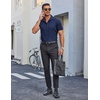 COOFANDY Mens Wrinkle Free Dress Shirt Polka Dot Short Sleeve Button Down Business Casual Shirts(Dark Blue-white Rhombus)