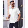 COOFANDY Mens Wrinkle Free Dress Shirt Polka Dot Short Sleeve Button Down Business Casual Shirts(White – Arc-shaped)