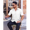 COOFANDY Mens Wrinkle Free Dress Shirt Polka Dot Short Sleeve Button Down Business Casual Shirts(White – Arc-shaped)