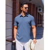 COOFANDY Mens Wrinkle Free Shirts 2026 Short Sleeve Casual Button Down Summer Dress Shirts(01-blue)