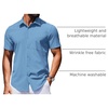 COOFANDY Mens Wrinkle Free Shirts 2026 Short Sleeve Casual Button Down Summer Dress Shirts(01-blue)
