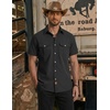COOFANDY Western Shirts for Mens Cowboy Shirt Short Sleeve Button Down Shirt Casual Work Shirts Plaid(Black)