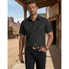 COOFANDY Western Shirts for Mens Cowboy Shirt Short Sleeve Button Down Shirt Casual Work Shirts Plaid(Black)