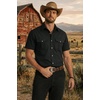 COOFANDY Western Shirts for Mens Cowboy Shirt Short Sleeve Button Down Shirt Casual Work Shirts Plaid(Black)