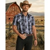 COOFANDY Western Shirts for Mens Cowboy Shirt Short Sleeve Button Down Shirt Casual Work Shirts Plaid(Black grey Plaid)