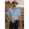 COOFANDY Western Shirts for Mens Cowboy Shirt Short Sleeve Button Down Shirt Casual Work Shirts Plaid(Blue white Plaid)