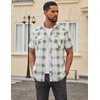 COOFANDY Western Shirts for Mens Cowboy Shirt Short Sleeve Button Down Shirt Casual Work Shirts Plaid(Green white Plaid)