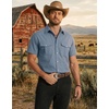 COOFANDY Western Shirts for Mens Cowboy Shirt Short Sleeve Button Down Shirt Casual Work Shirts Plaid(Grey Blue)