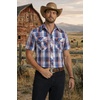 COOFANDY Western Shirts for Mens Cowboy Shirt Short Sleeve Button Down Shirt Casual Work Shirts Plaid(Red blue white Plaid)
