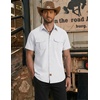 COOFANDY Western Shirts for Mens Cowboy Shirt Short Sleeve Button Down Shirt Casual Work Shirts Plaid(White)