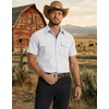 COOFANDY Western Shirts for Mens Cowboy Shirt Short Sleeve Button Down Shirt Casual Work Shirts Plaid(White)