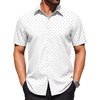 COOFANDY Mens Wrinkle Free Dress Shirt Polka Dot Short Sleeve Button Down Business Casual Shirts(White – Arc-shaped)
