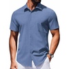 COOFANDY Mens Wrinkle Free Shirts 2026 Short Sleeve Casual Button Down Summer Dress Shirts(01-blue)