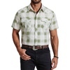 COOFANDY Western Shirts for Mens Cowboy Shirt Short Sleeve Button Down Shirt Casual Work Shirts Plaid(Green white Plaid)