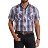 COOFANDY Western Shirts for Mens Cowboy Shirt Short Sleeve Button Down Shirt Casual Work Shirts Plaid(Red blue white Plaid)