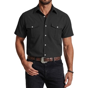 COOFANDY Western Shirts for Mens Cowboy Shirt Short Sleeve Button Down Shirt Casual Work Shirts Plaid(Black)