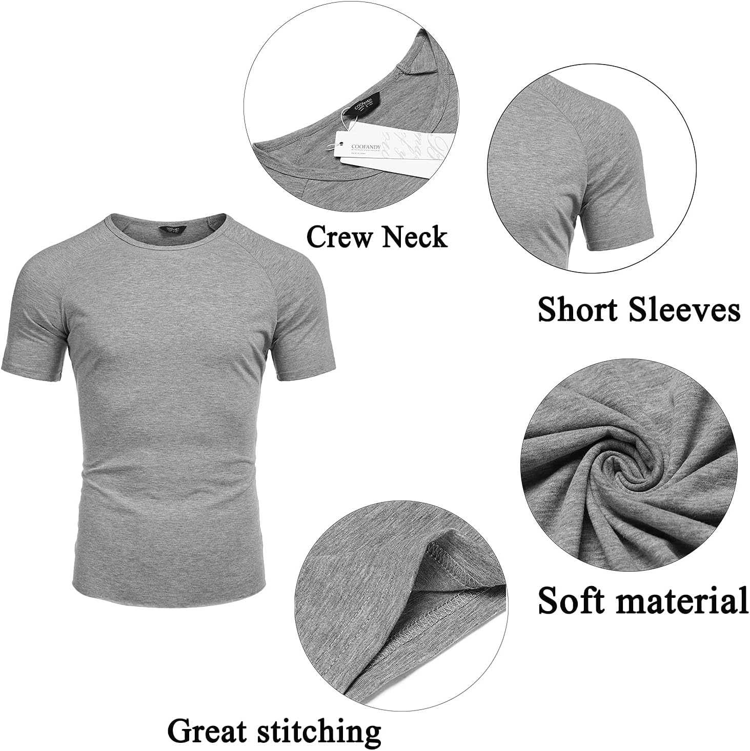 image:imageCOOFANDY Mens 3 Pack Workout T Shirts Short Sleeve Athletic Gym T Shirt Raglan Sleeve Crew Neck Moisture Wicking Lightweight Cooling Running ShirtsPerformance Tee for Gym Tennis Hiking02blackNavy BlueGrey