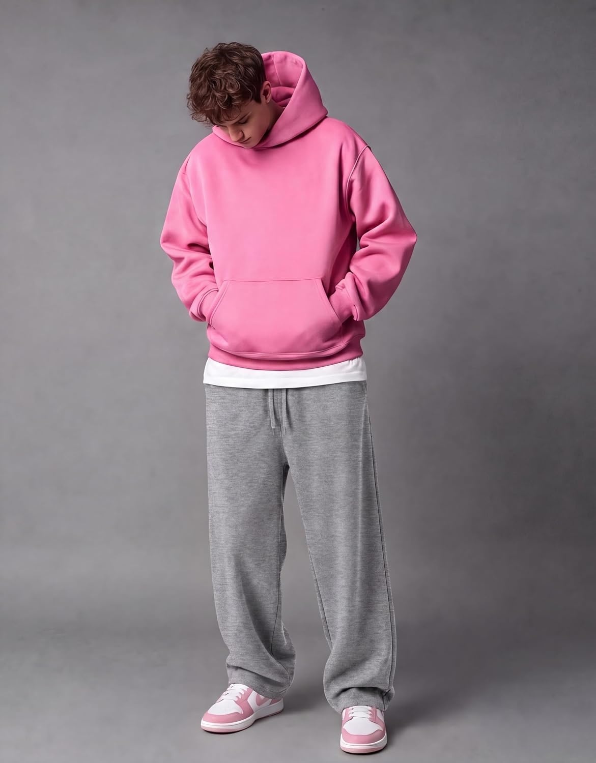 image:imageCOOFANDY Mens Baggy Sweatpants Wide Leg Cotton Fleece Open Bottom Sweatpant Oversized Elastic Waist Loose Fit Casual Fall Winter Warm Wear Lounge Joggers with Pockets Street StyleHeather Grey