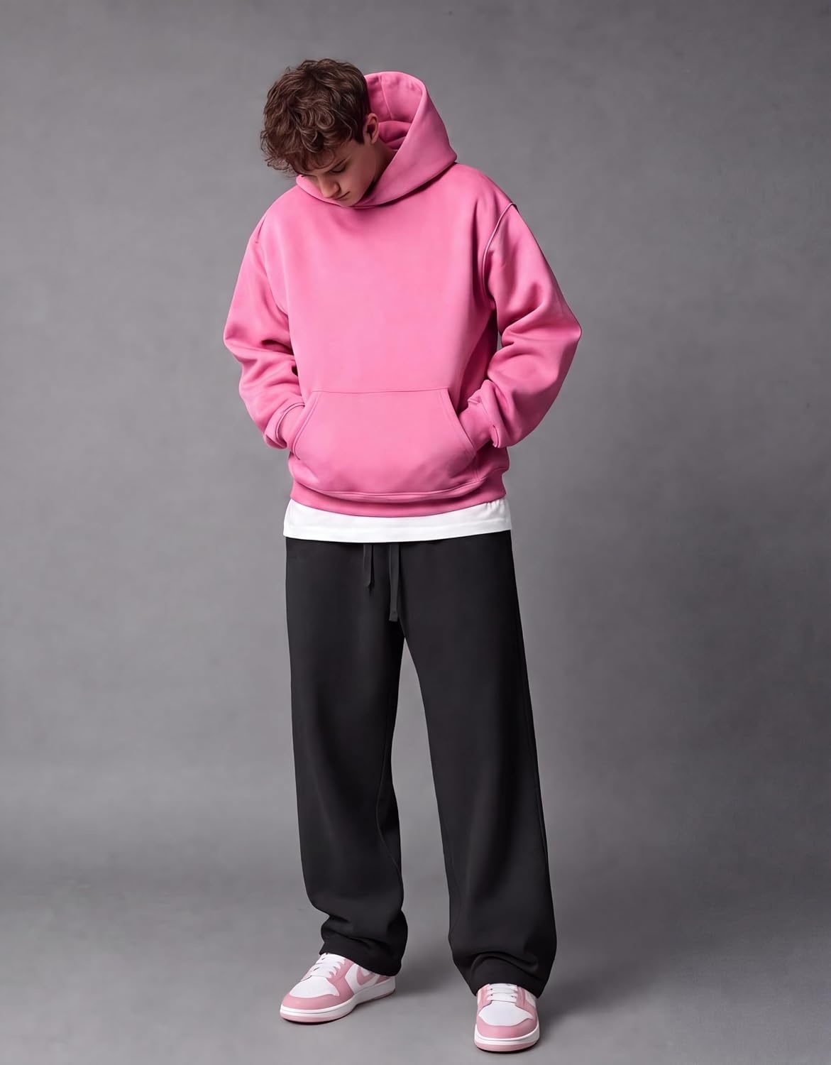 image:imageCOOFANDY Mens Baggy Sweatpants Wide Leg Cotton Fleece Open Bottom Sweatpant Oversized Elastic Waist Loose Fit Casual Fall Winter Warm Wear Lounge Joggers with Pockets Street StyleBlack