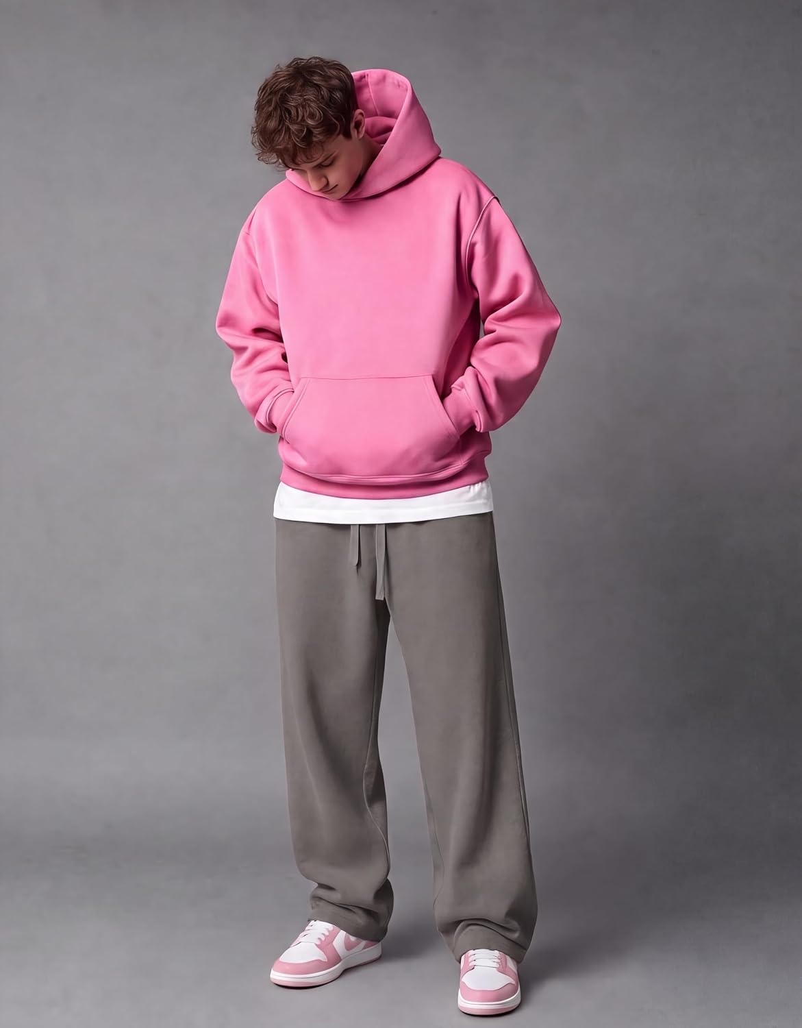 image:imageCOOFANDY Mens Baggy Sweatpants Wide Leg Cotton Fleece Open Bottom Sweatpant Oversized Elastic Waist Loose Fit Casual Fall Winter Warm Wear Lounge Joggers with Pockets Street StyleDark Grey