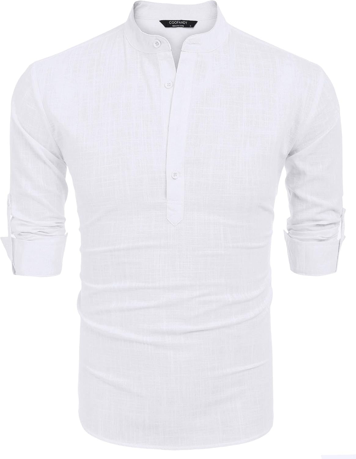 image:imageCOOFANDY Mens Cotton Linen Henley TShirts Long Sleeve Casual Beach Shirts Mens Linen ShirtRegular Relaxed FitLightweightBreathableand Moisturewicking for BeachVacation or Everyday Summer Wear01white