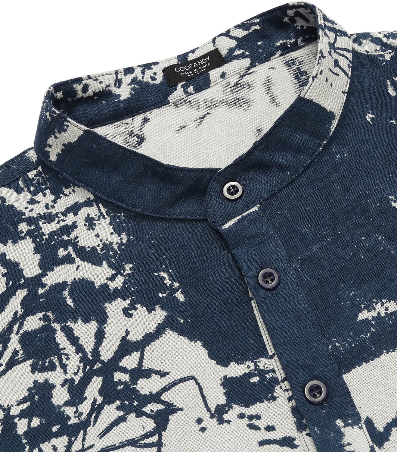 image:imageCOOFANDY Mens Cotton Linen Henley TShirts Long Sleeve Casual Beach Shirts Mens Linen ShirtRegular Relaxed FitLightweightBreathableand Moisturewicking for BeachVacation or Everyday Summer WearNavy Tiedye