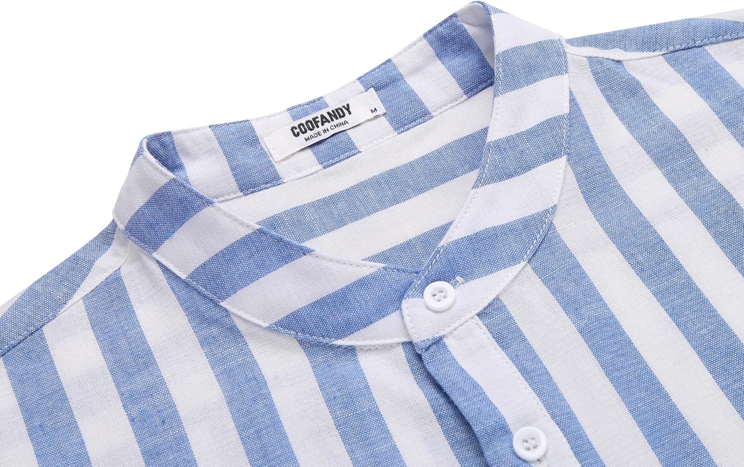 image:imageCOOFANDY Mens Cotton Linen Henley TShirts Long Sleeve Casual Beach Shirts Mens Linen ShirtRegular Relaxed FitLightweightBreathableand Moisturewicking for BeachVacation or Everyday Summer WearBlue White Striped